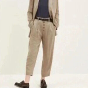 Frank And Oak Alice Straight plaid trousers/ Pant brown  tan size US6